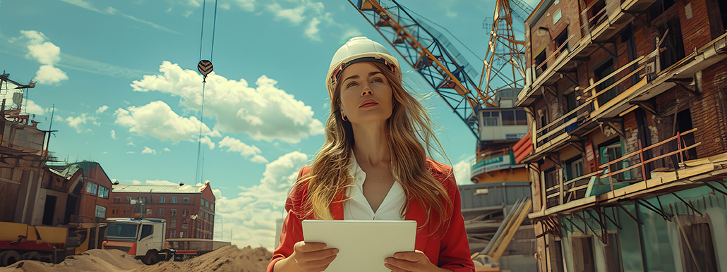 Construction supervisor at a job site
