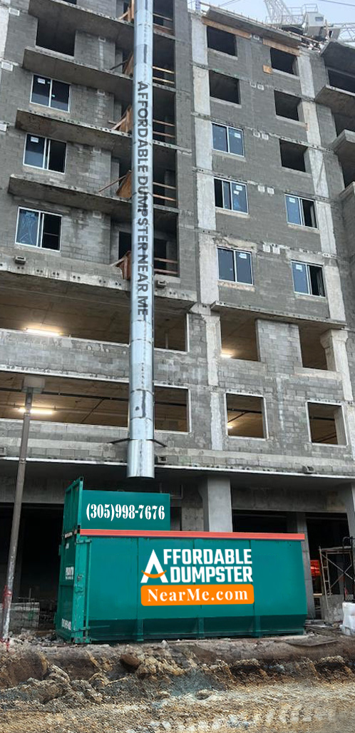 Pronto debris chute installed on a high-rise construction site