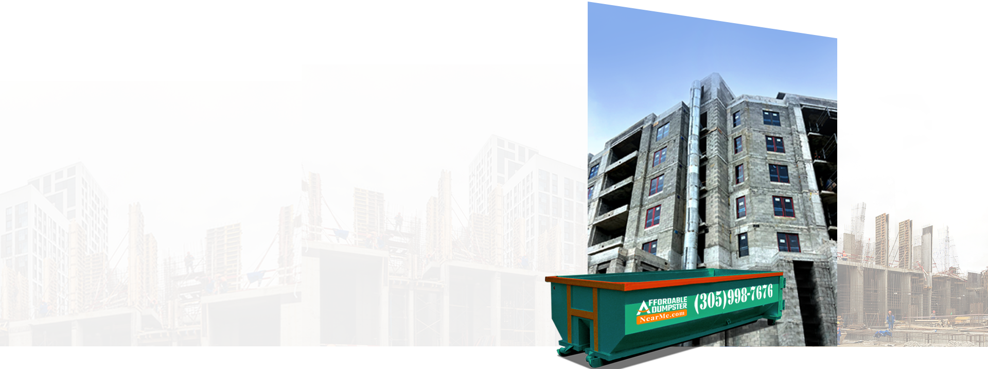 High-rise construction project with Pronto waste chute and dumpster