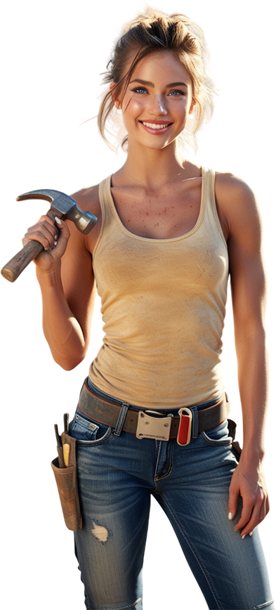 Worker holding a hammer