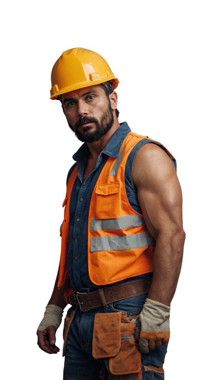 Worker in an orange safety vest